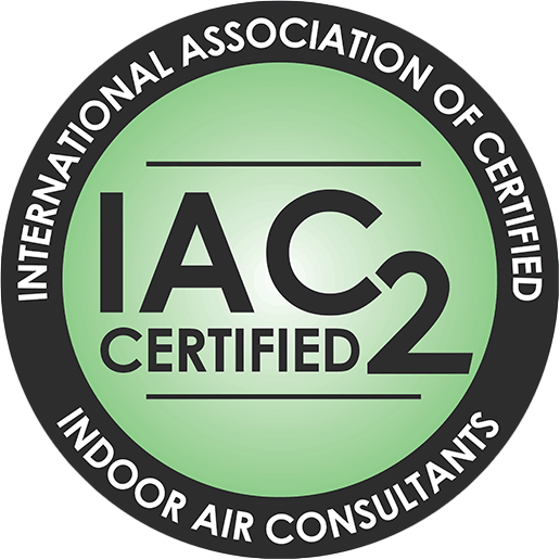 Badge indicating certification and compliance with indoor air quality by the international association of certified indoor air consultants