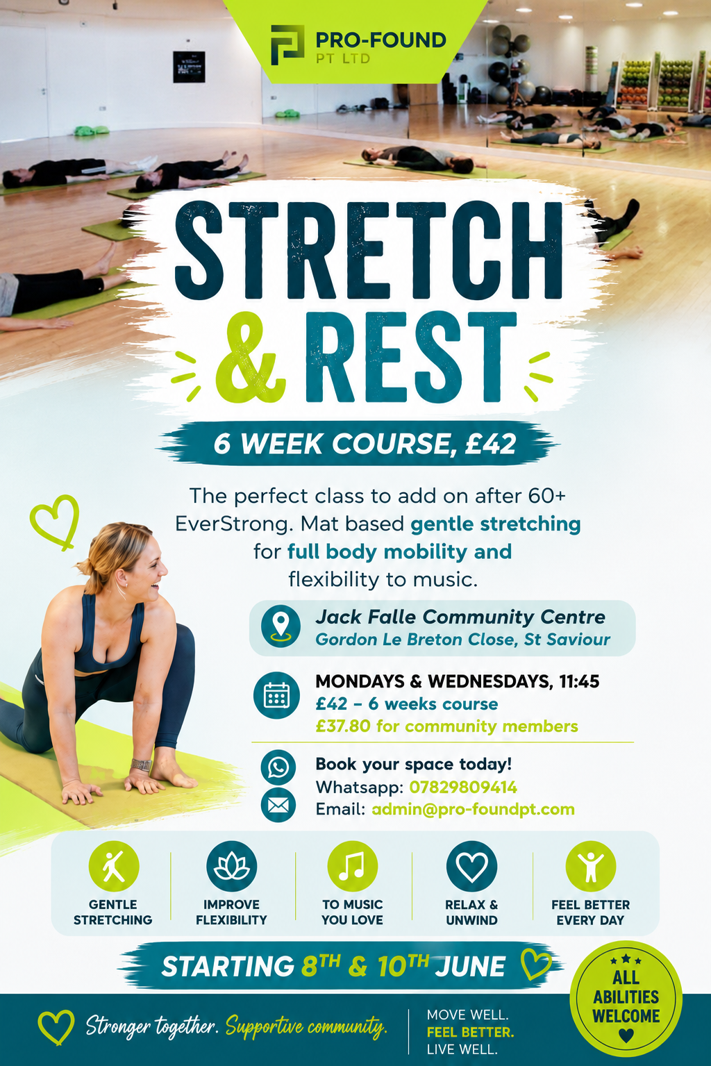 Stretch & Rest (30 Minute Class) 11.45 Mondays & Wednesdays