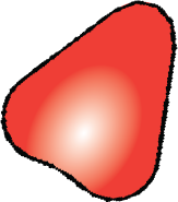 Red, irregularly shaped object with a bright center on a black background.