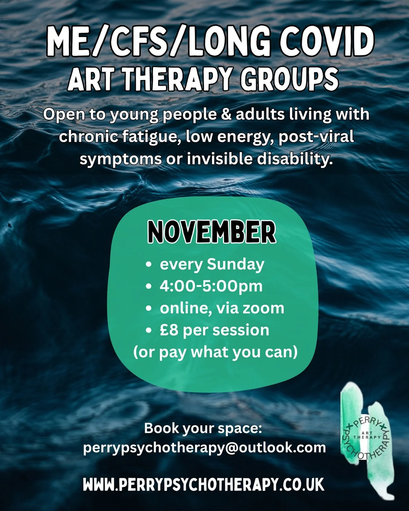 🖥️ Online Art Therapy Group &ndash; ME/CFS/Long Covid 🎨 

Join a gentle, supportive online art therapy group for those living with ME/CFS, Long Covid, post-viral fatigue, low energy, or invisible illnesses.

🗓 Every Sunday in November
🕓 4:00&ndas