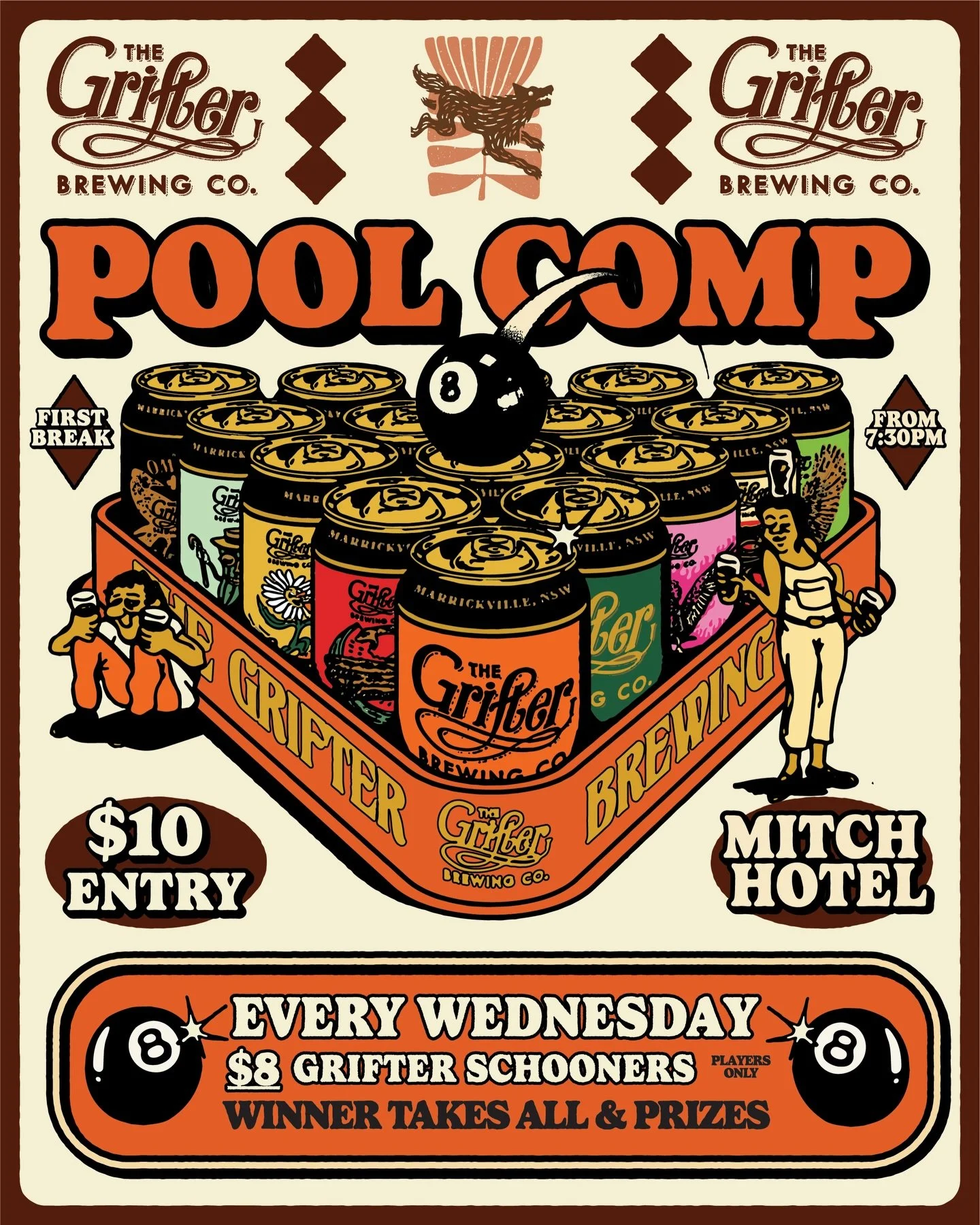 Our Pool Comp continues! Wednesday nights from 7pm, proudly supported by @thegrifterbrewingco and hosted by @scottyanywhere PLUS free pool all day every Wednesday!

#sydneypubs #pool #grifter