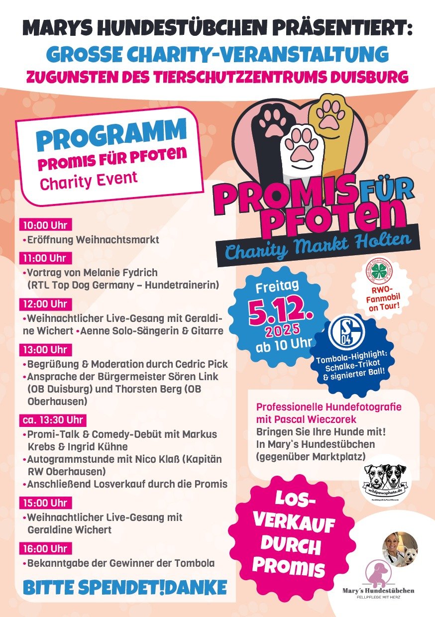 Flyer für ein Charity-Event zugunsten des Tierheims Duisburg