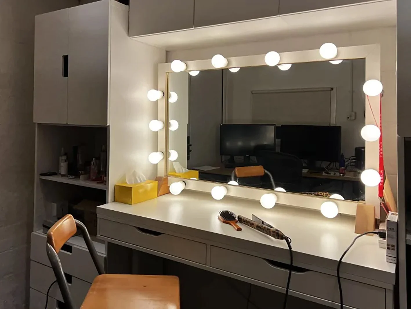 makeup room in studio A at Shutters Studios