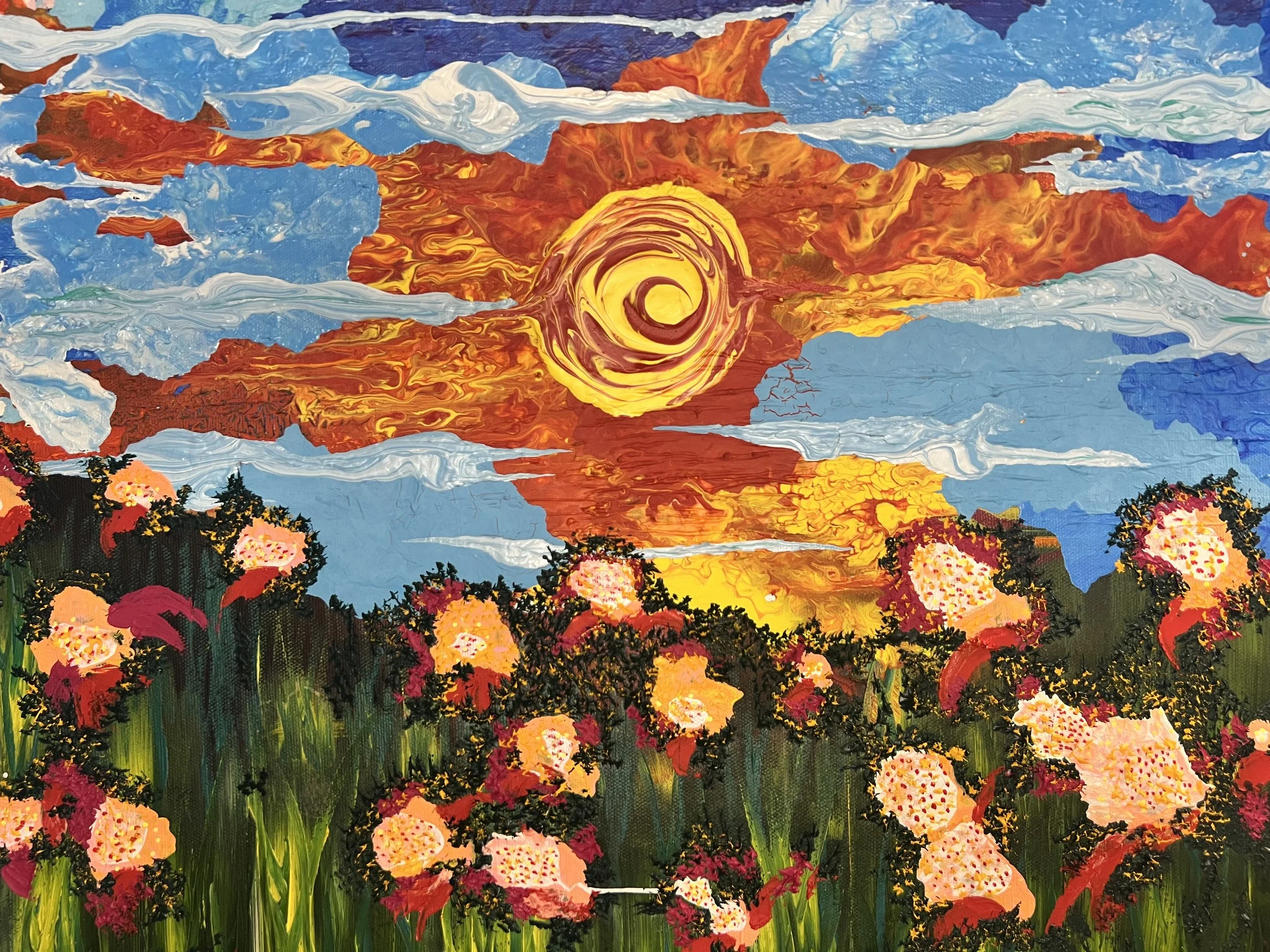 Sunrise Swirl over Flower Fields