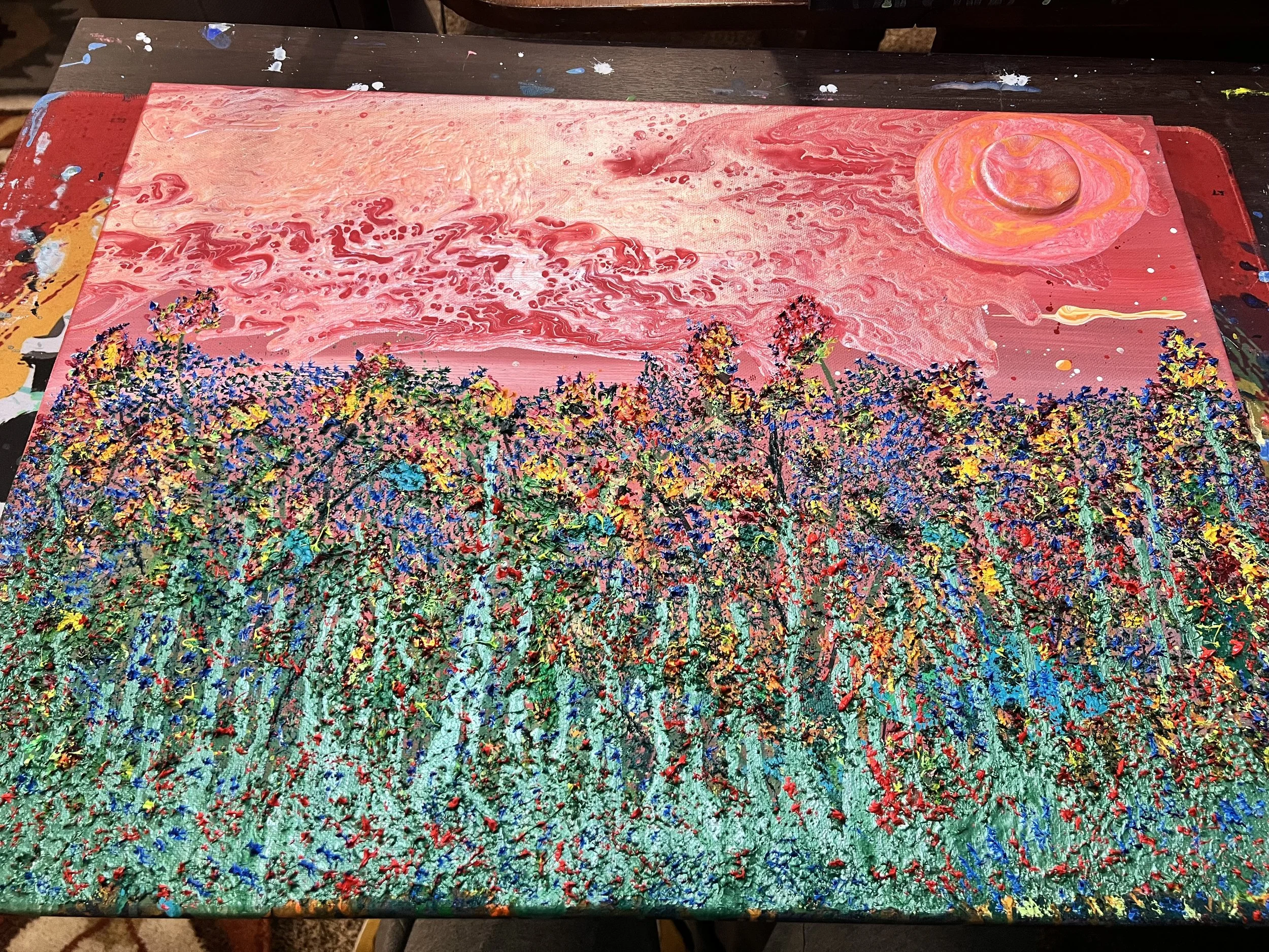 Red Sun Flower Field