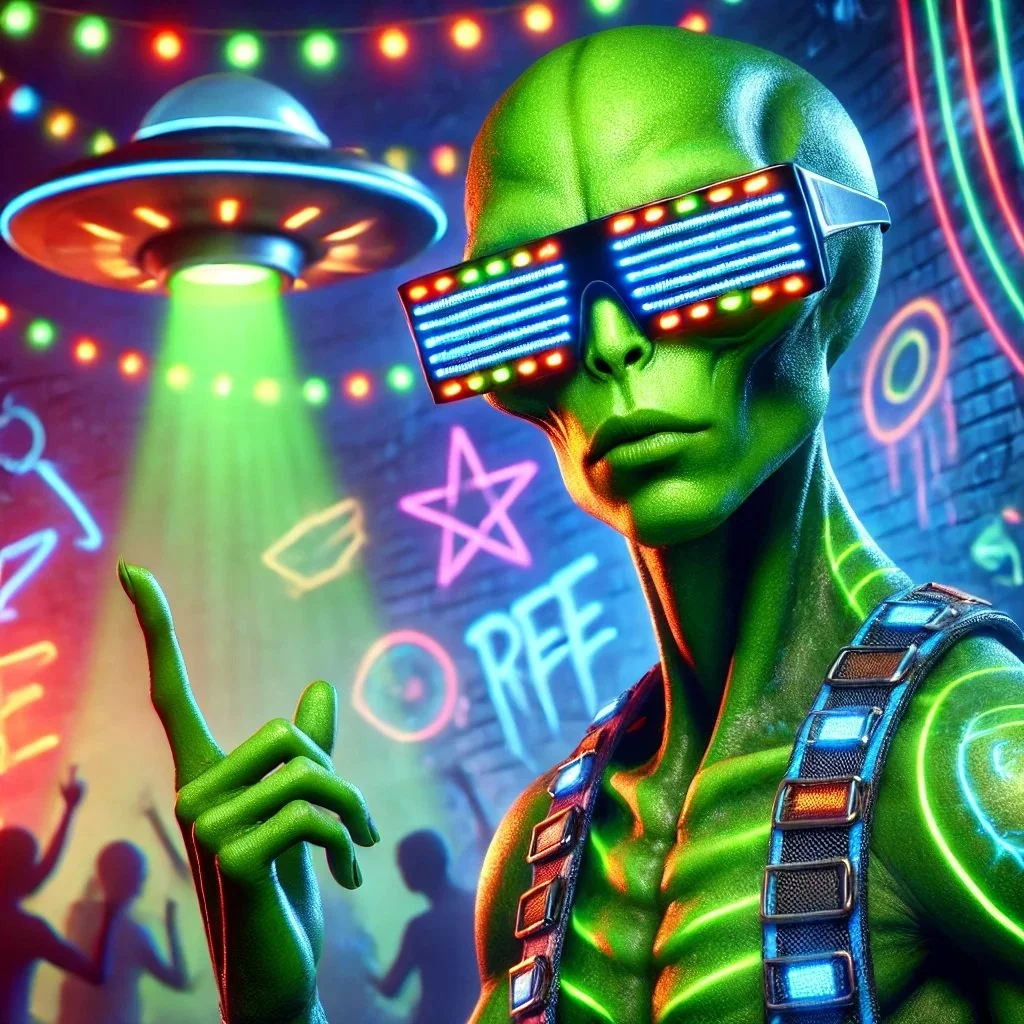 DANCE MEMECOIN CRYPTO SOLANA - AI IMAGE - COOLEST ALIEN