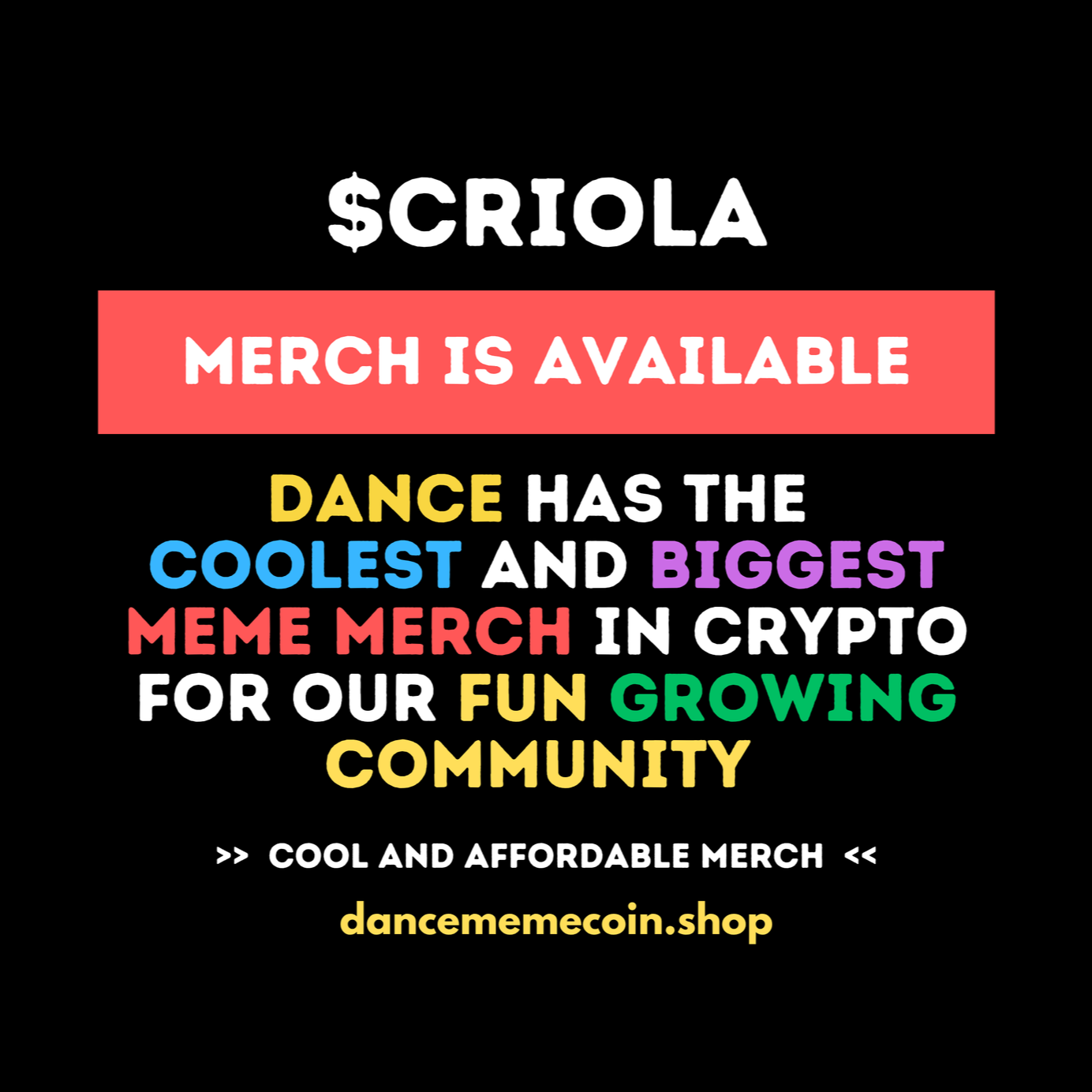 DANCE MEMECOIN CRYPTO SOLANA MEME MERCH