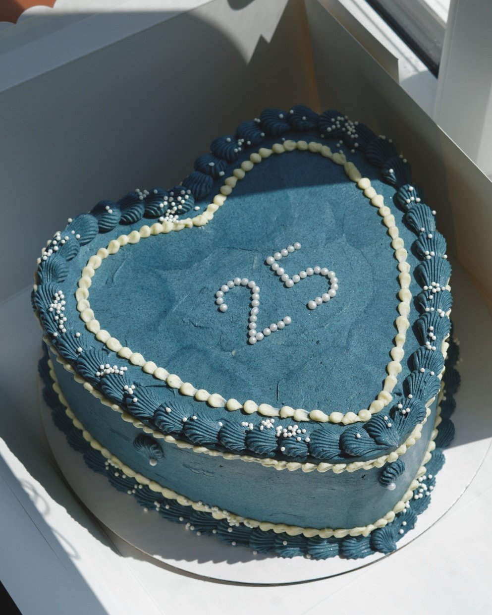 8" GF pistachio heart cake - £70