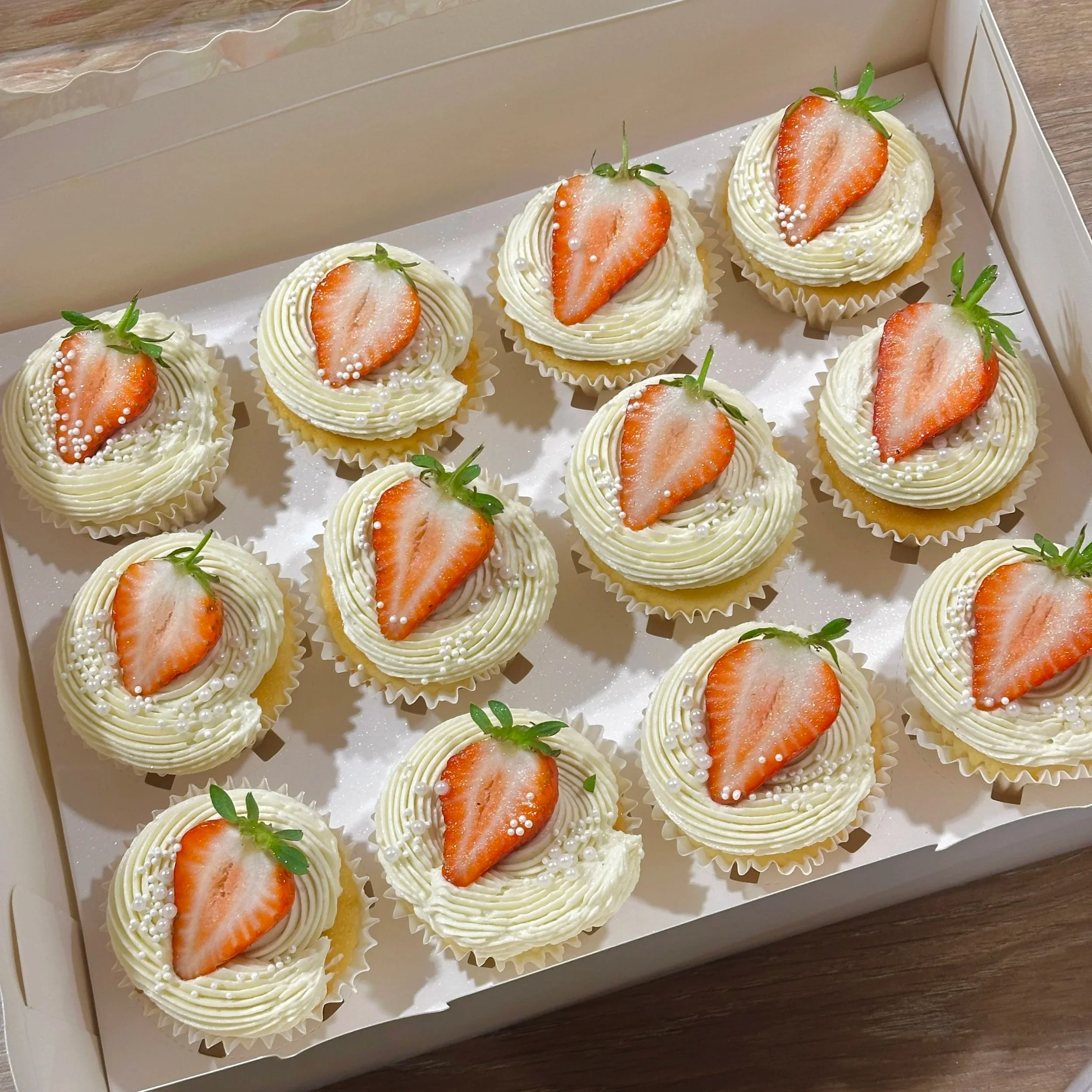 12 Vanilla & Strawberry Cupcakes - £30