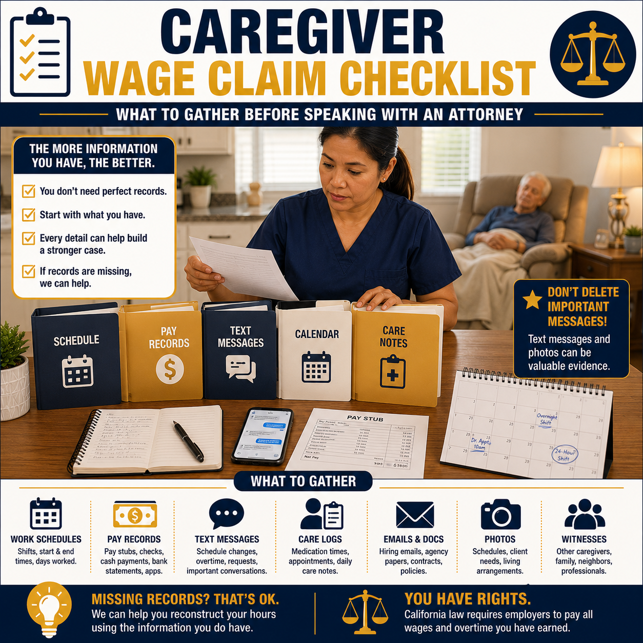 California Caregiver Wage Claim Checklist: Everything You Should Gather Before Speaking With an Attorney