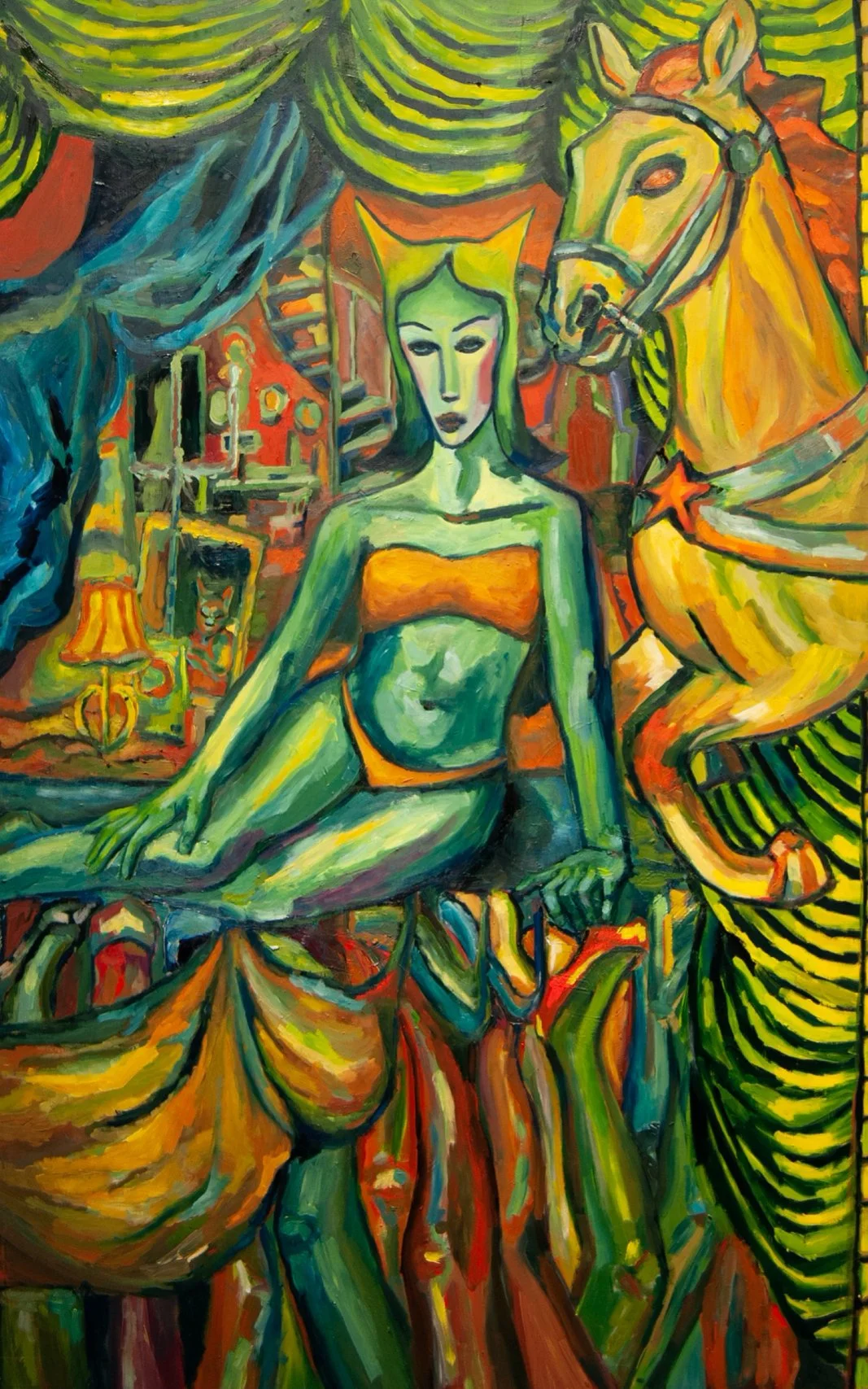 "Nighttime Apparitions"
Oil on wood board
62x 35 1/2 in
$2,232 USD
