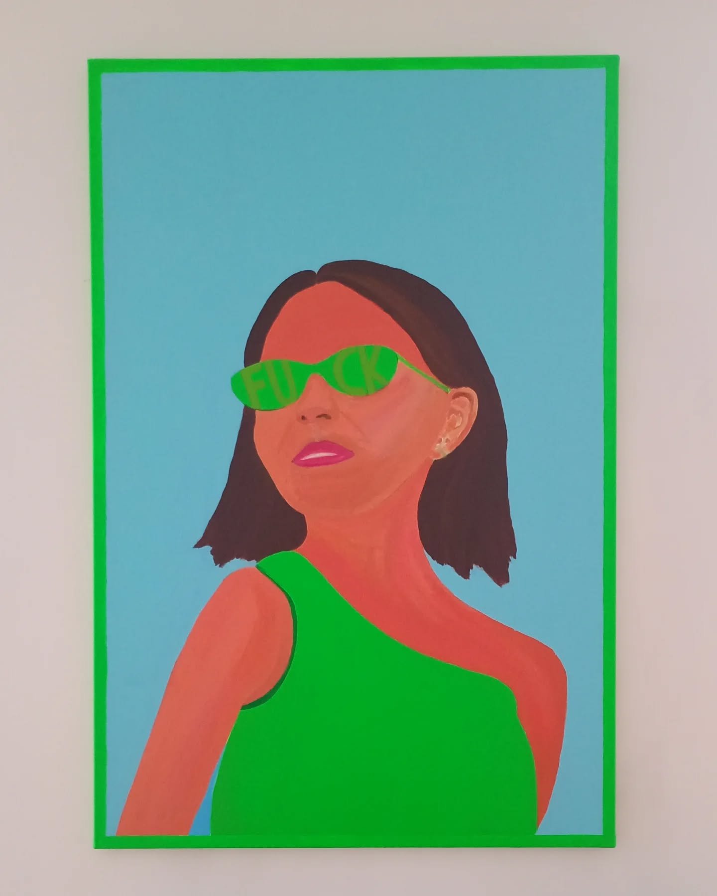 She doesn't give a fck-
but still wants to be fckable.

A portrait of contradiction, ego &amp; desire 
From my ongoing exploration of Identity, attention &amp; desire in a hyper-aesthic world.

#berlinartist #acrylicspainting #art 
#identity #paintin