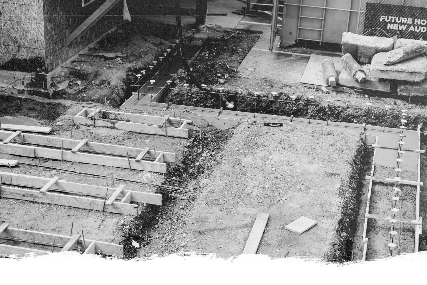 Concrete forms and rebar on a Central Oregon construction site