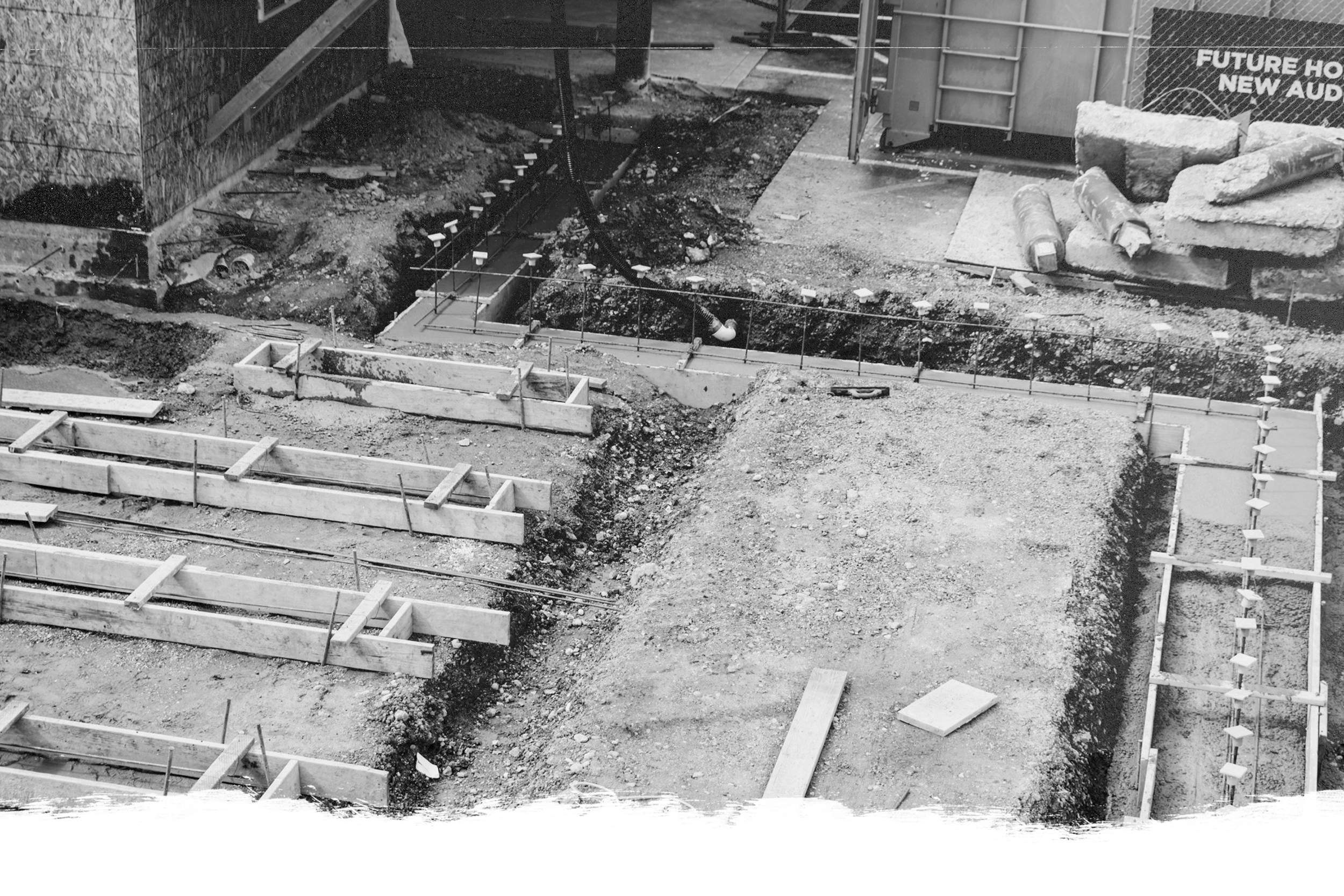 Concrete forms and rebar on a Central Oregon construction site