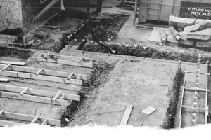 Concrete forms and rebar on a Central Oregon construction site