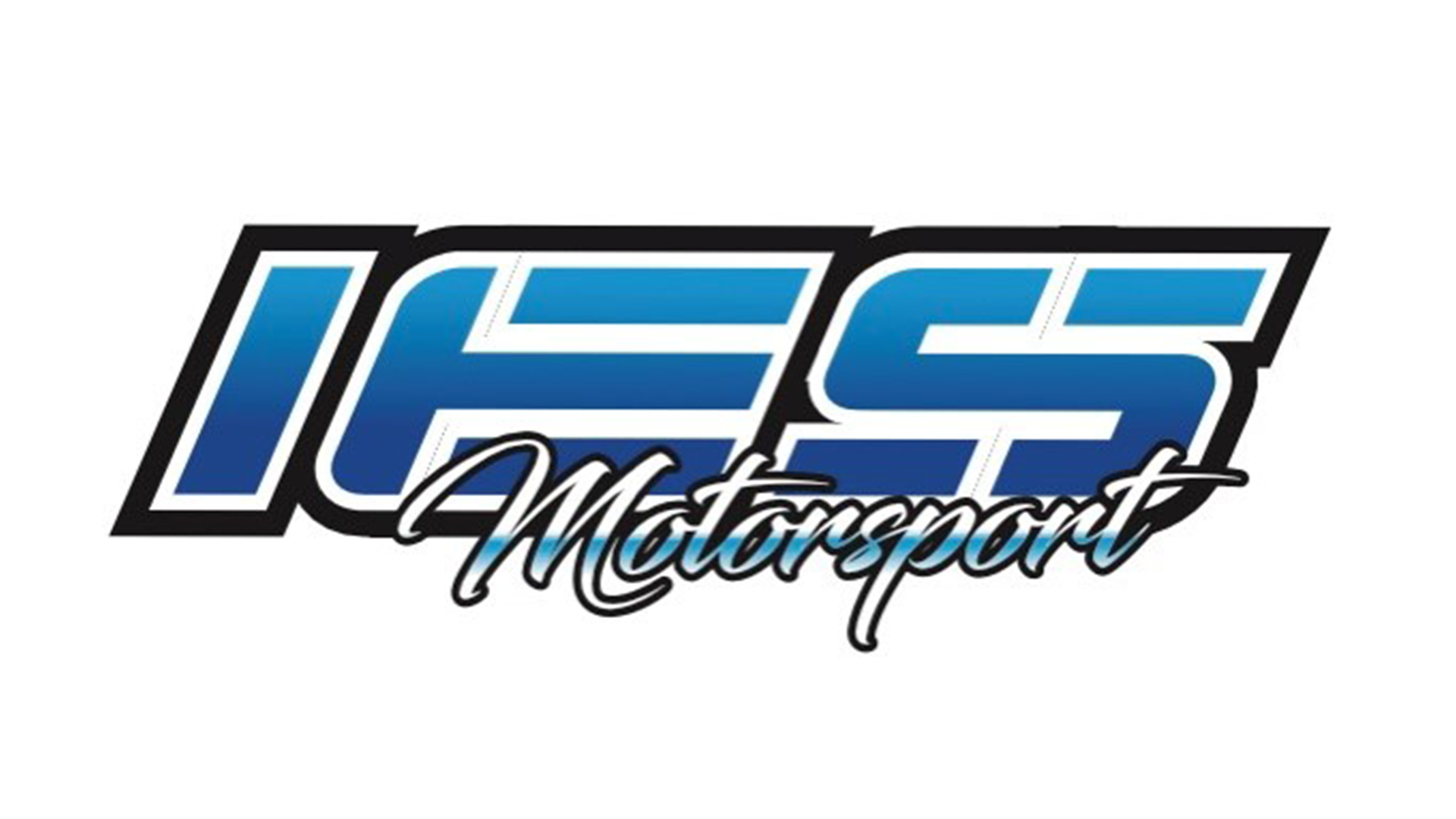 Logo for ICE Motorsport with blue letters outlined in black and white, with the word 'Motorsport' written in cursive script underneath.