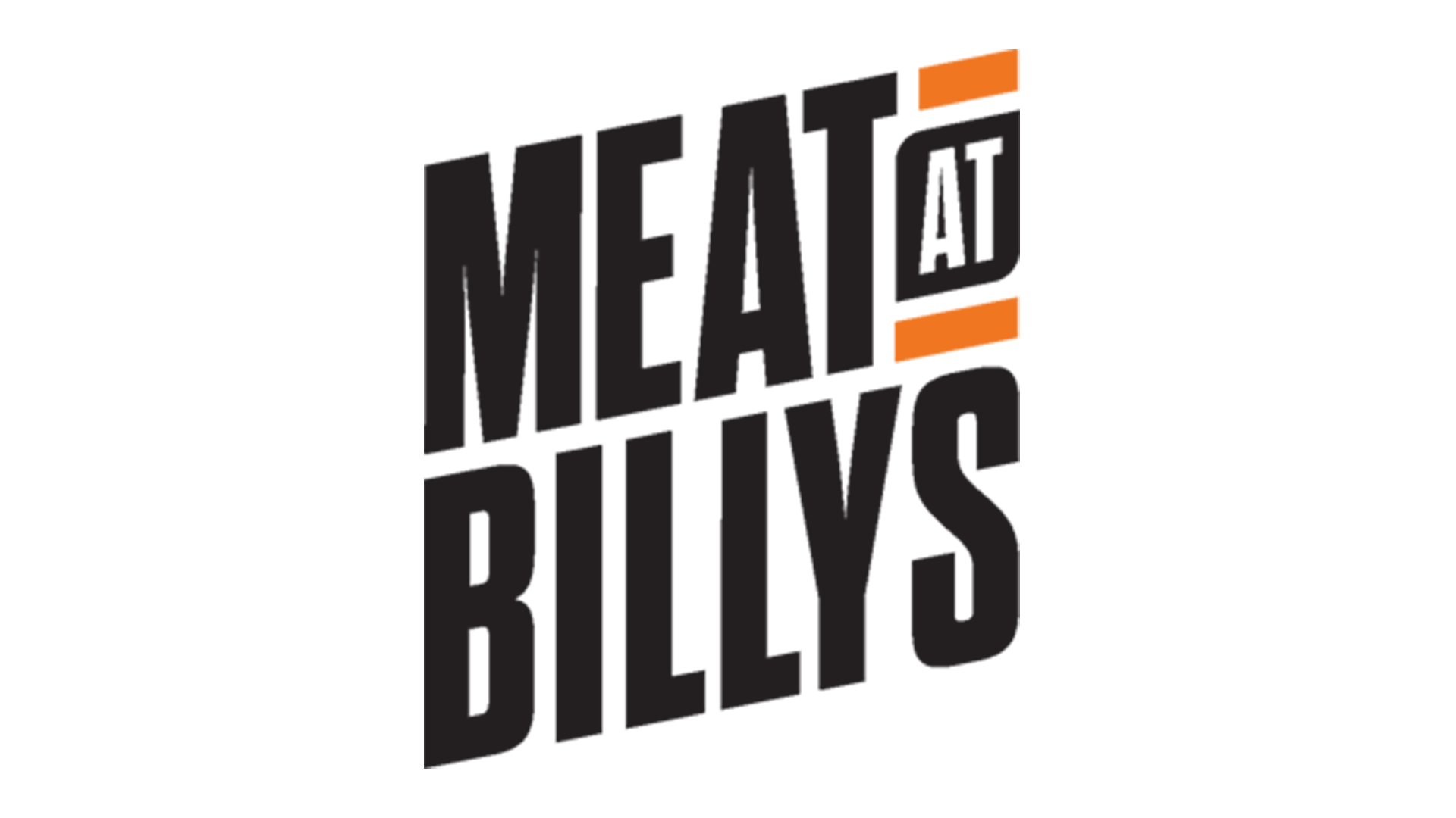 Text graphic with the words 'MEAT AT BILLS' in bold black letters, with orange lines above and below 'AT' on a white background.