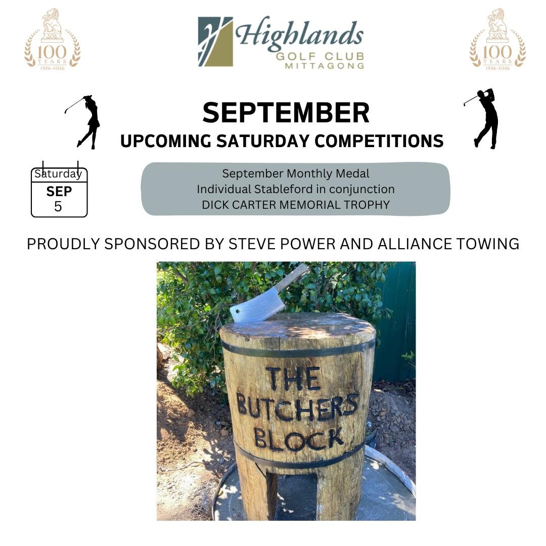Almost A Sell Out!!

This Saturday 5 September we have our September Monthly Medal which couples as The Dick Carter Memorial Day and we almost have a sell out crowd for the competition. There is only a handful of spots left and with the weather forec