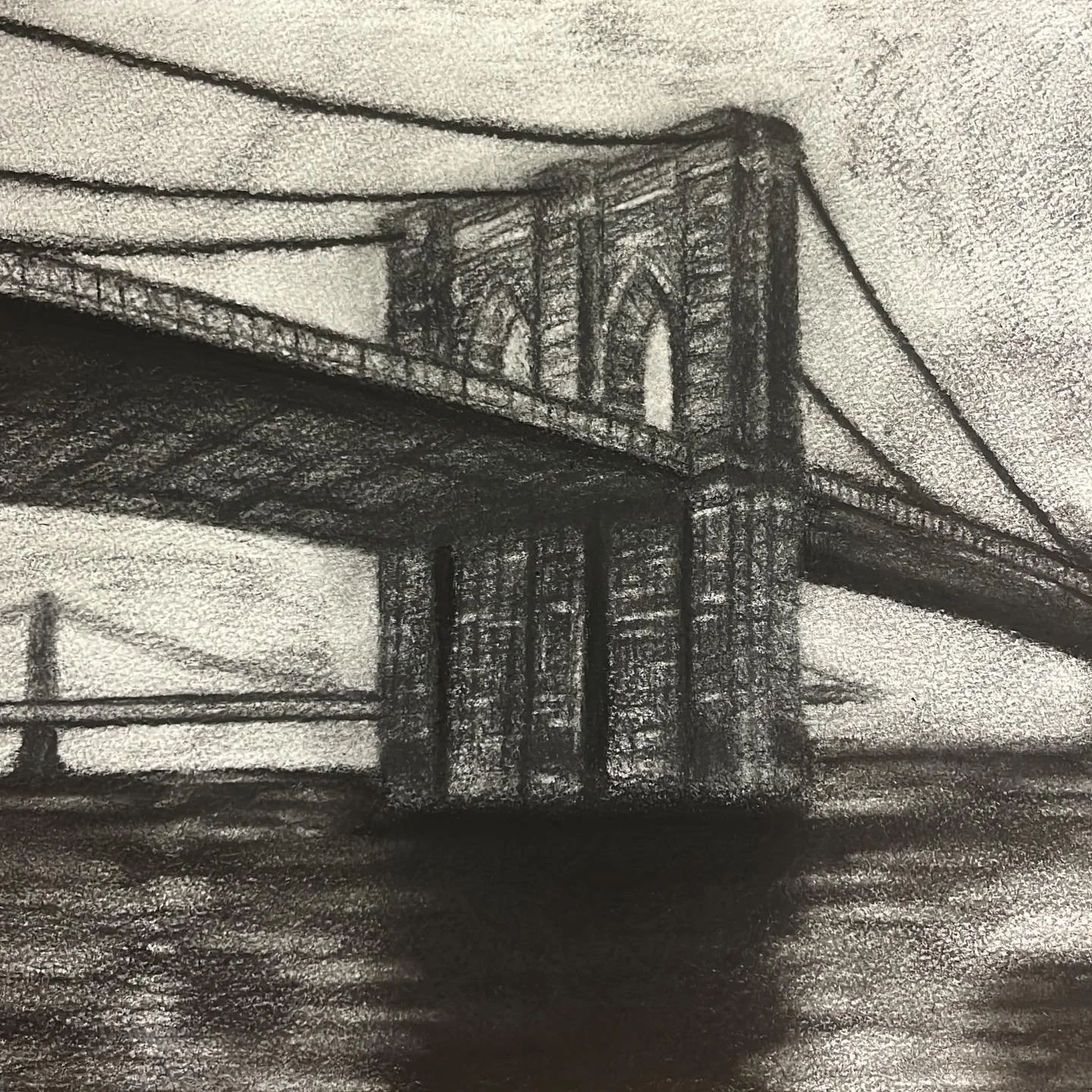 Still in the middle of this commission.
It&rsquo;s been kind of fun to figure out how to draw water with charcoal