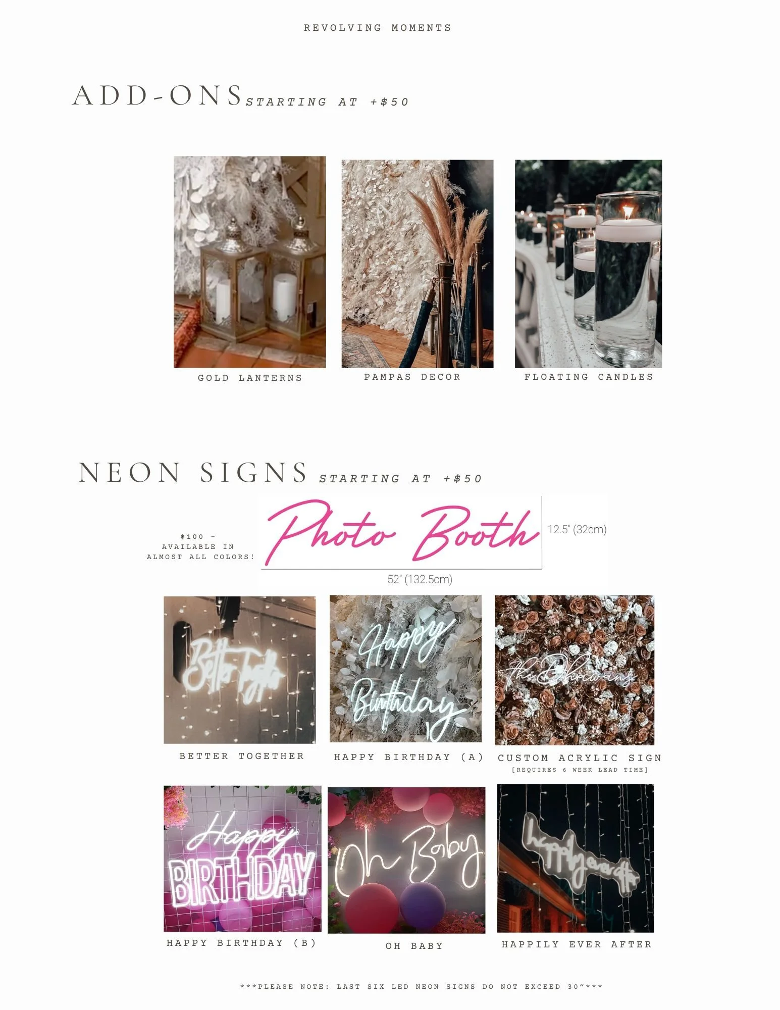 Neon signs for Photo Booths