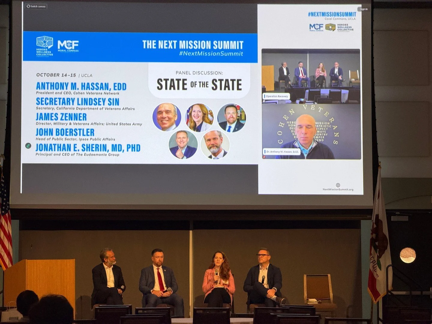 🚨 We’re LIVE at UCLA! The Next Mission Summit is underway; State of the State: The Future of Veteran & First Responder Wellness on NOW! 
Join the conversation, in person or on Zoom:
👉 NextMissionSummit.org
#NextMissionSummit #UCLA #Vete