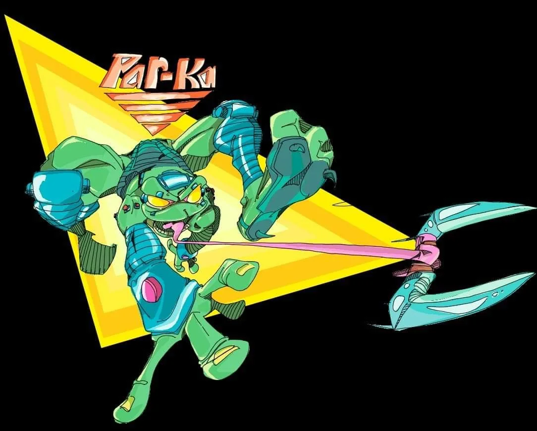 Par-Ka the Amphibman
Born in the untamed wilds of South America’s Darien Gap, Par-Ka belongs to a mysterious subspecies of amphibians, transformed into a humanoid warrior through a bizarre transmogrification. Now, standing as one of the world’s most 