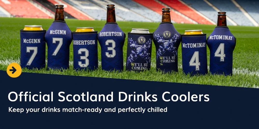 The emblem of the Scotland national football team featuring a red lion rampant on a yellow shield surrounded by thistles, with the text "SCOTLAND," "EST," and "1873".