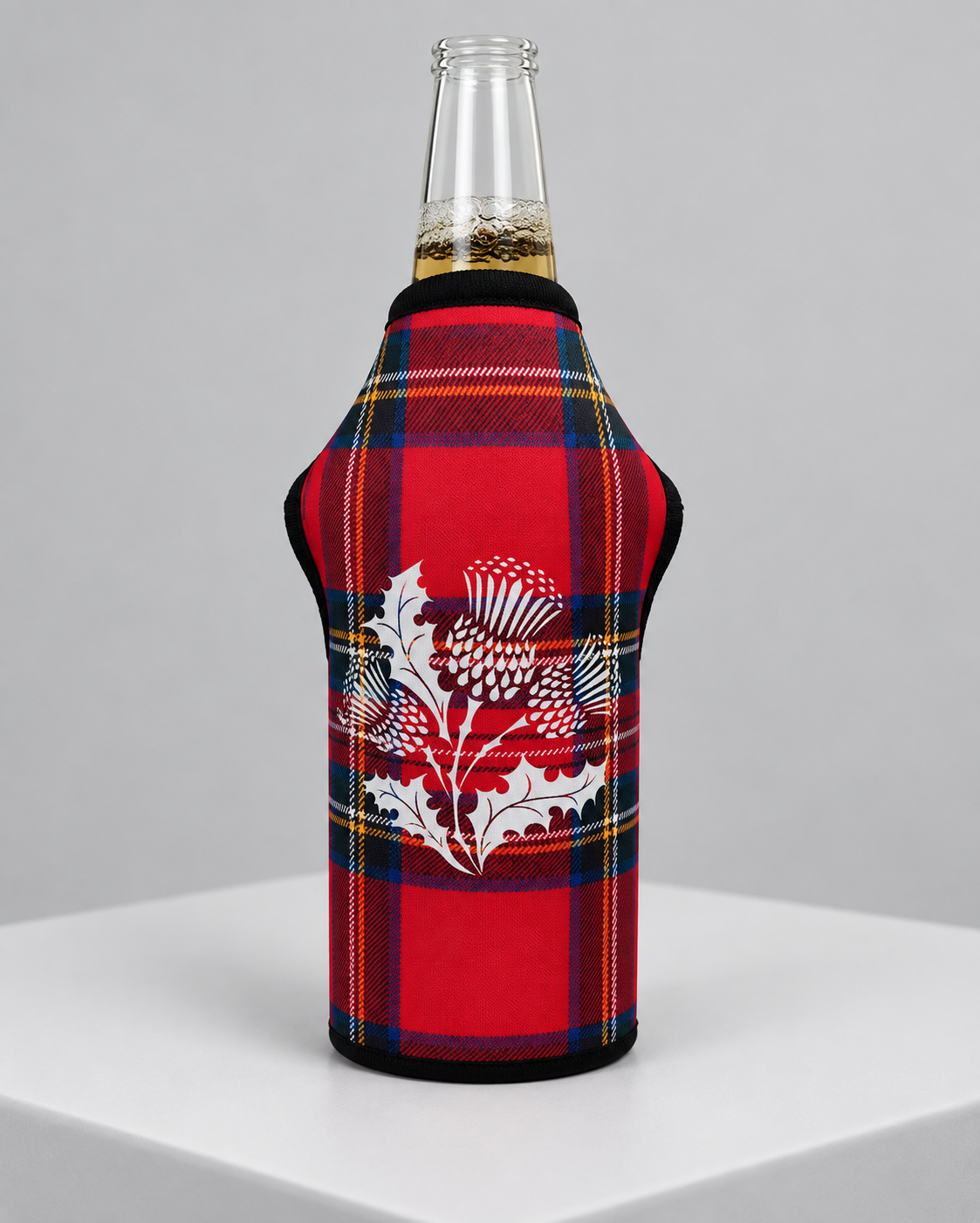 Red Tartan Beer Bottle Cooler