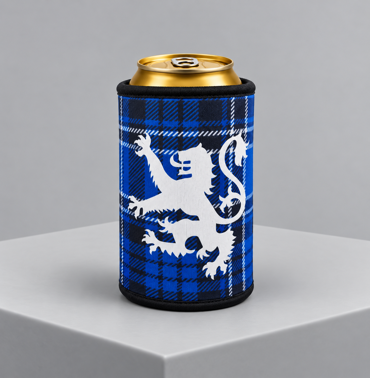 Blue Tartan Lion Rampant Can Cooler
