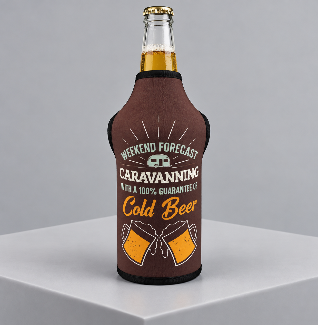 Caravanning beer bottle cooler