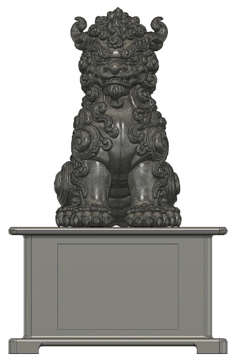3D rendered Vietnamese dog statue on a pedestal.