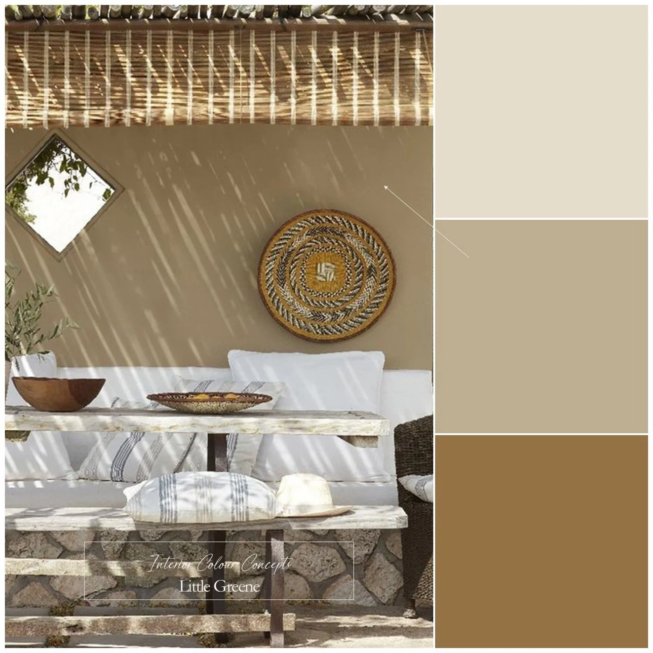Warm, earthy neutrals with Little Greene paint colours for your outdoor spaces.