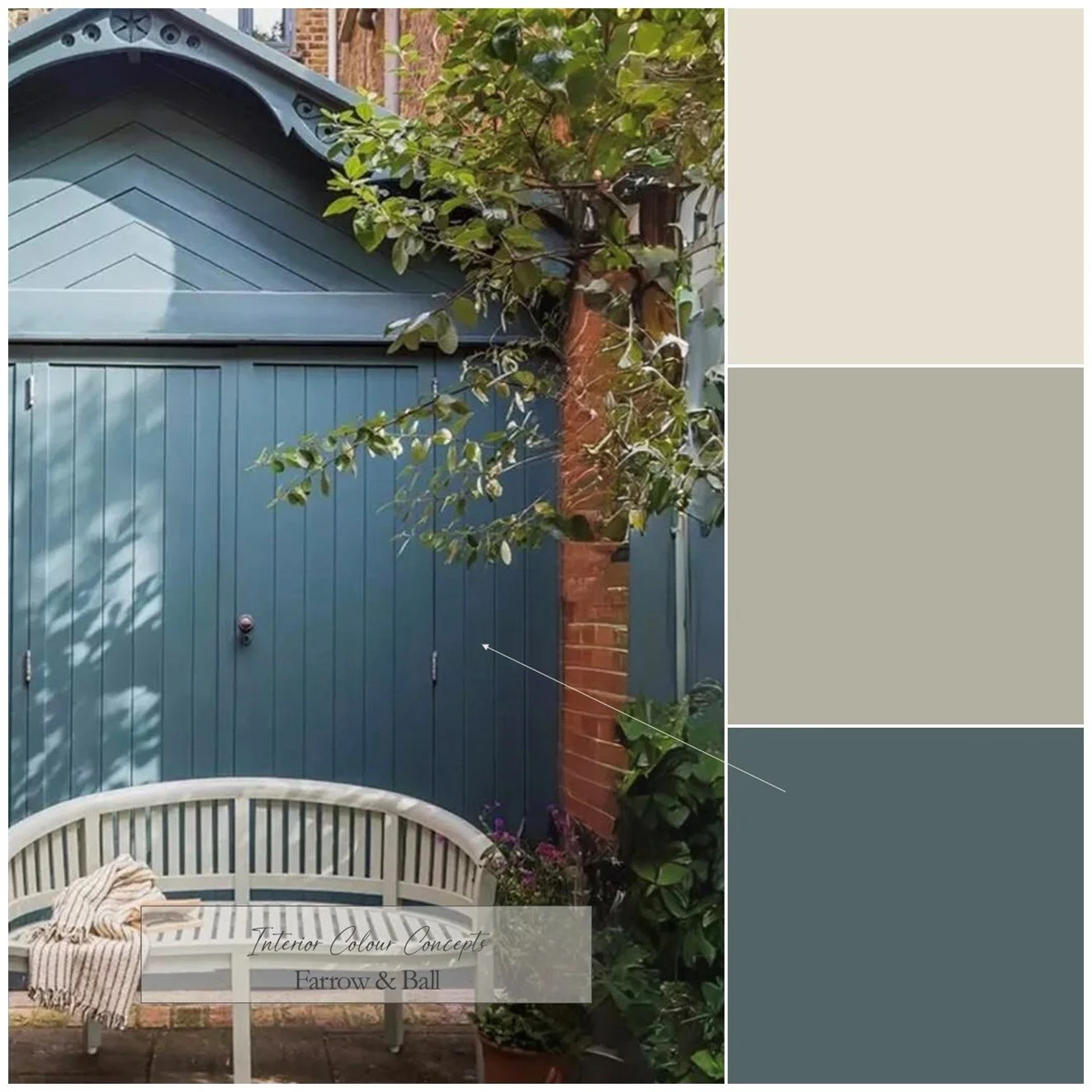 Timeless blue and neutrals from Farrow & Ball for a cohesive look in your outdoor spaces.