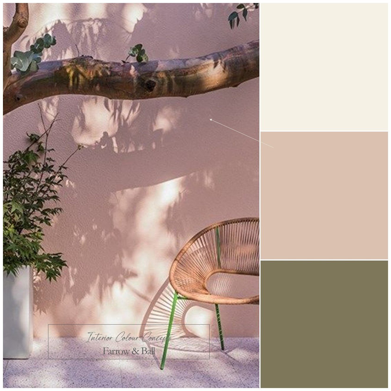 A dusty pink and earthy green from Farrow & Ball creating a stylish palette for you outdoor space.