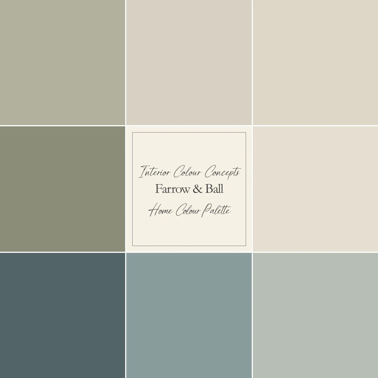Blues and greens from Farrow and Ball designed to work as a colour palette for your entire home.