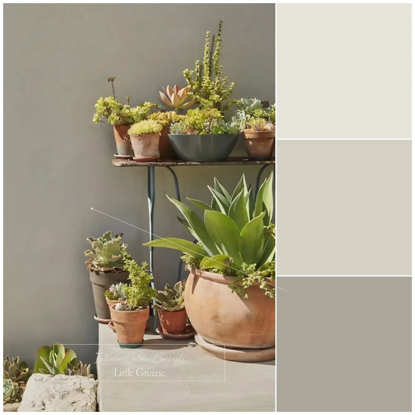 A natural, earthy stone grey from Little Greene for a layered look outdoors.