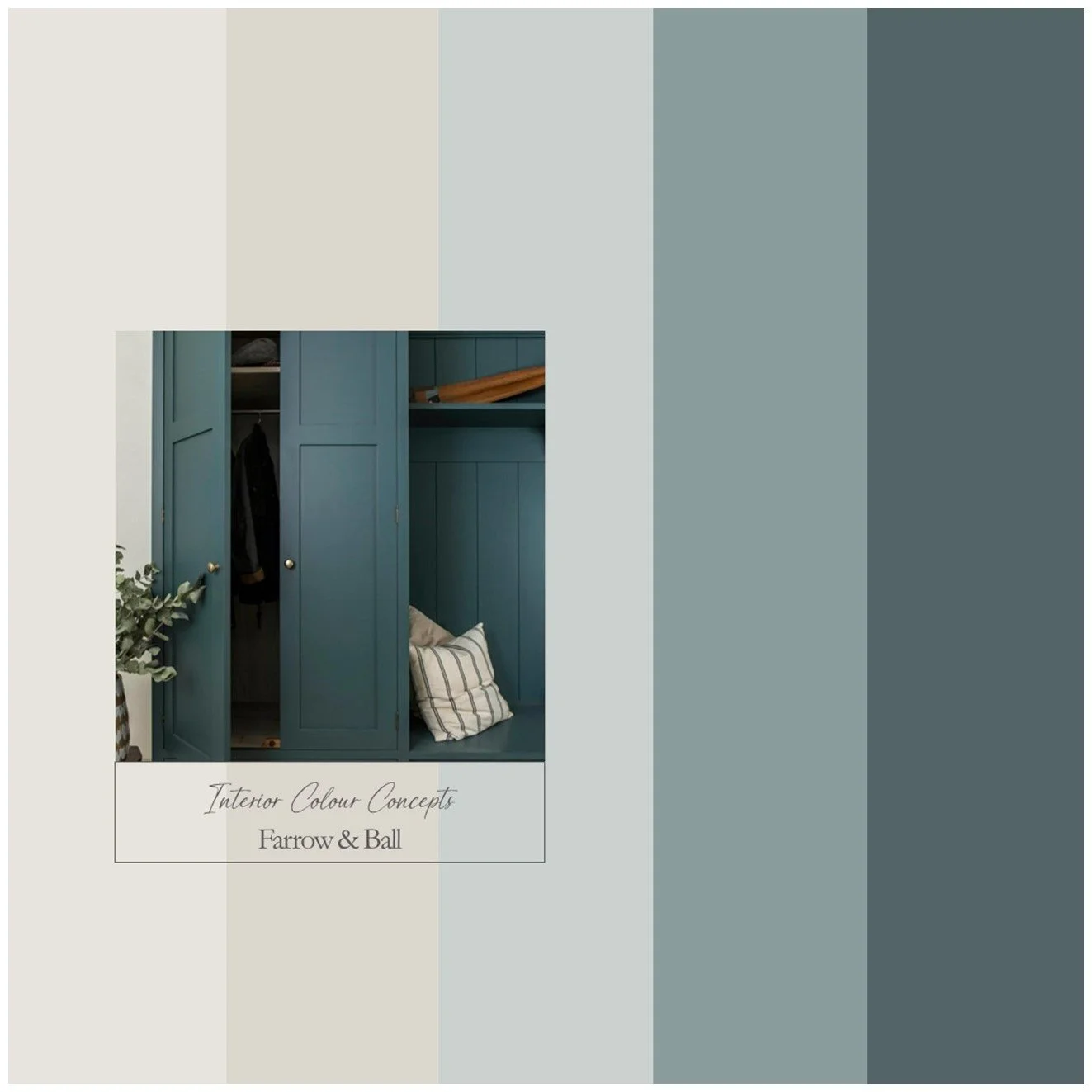 The perfect balance of Farrow & Ball blues, paired with warm neutrals for a pop of colour in your home.