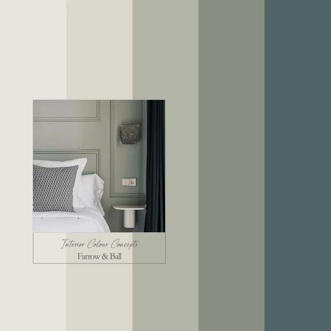 muted greens and blue accent