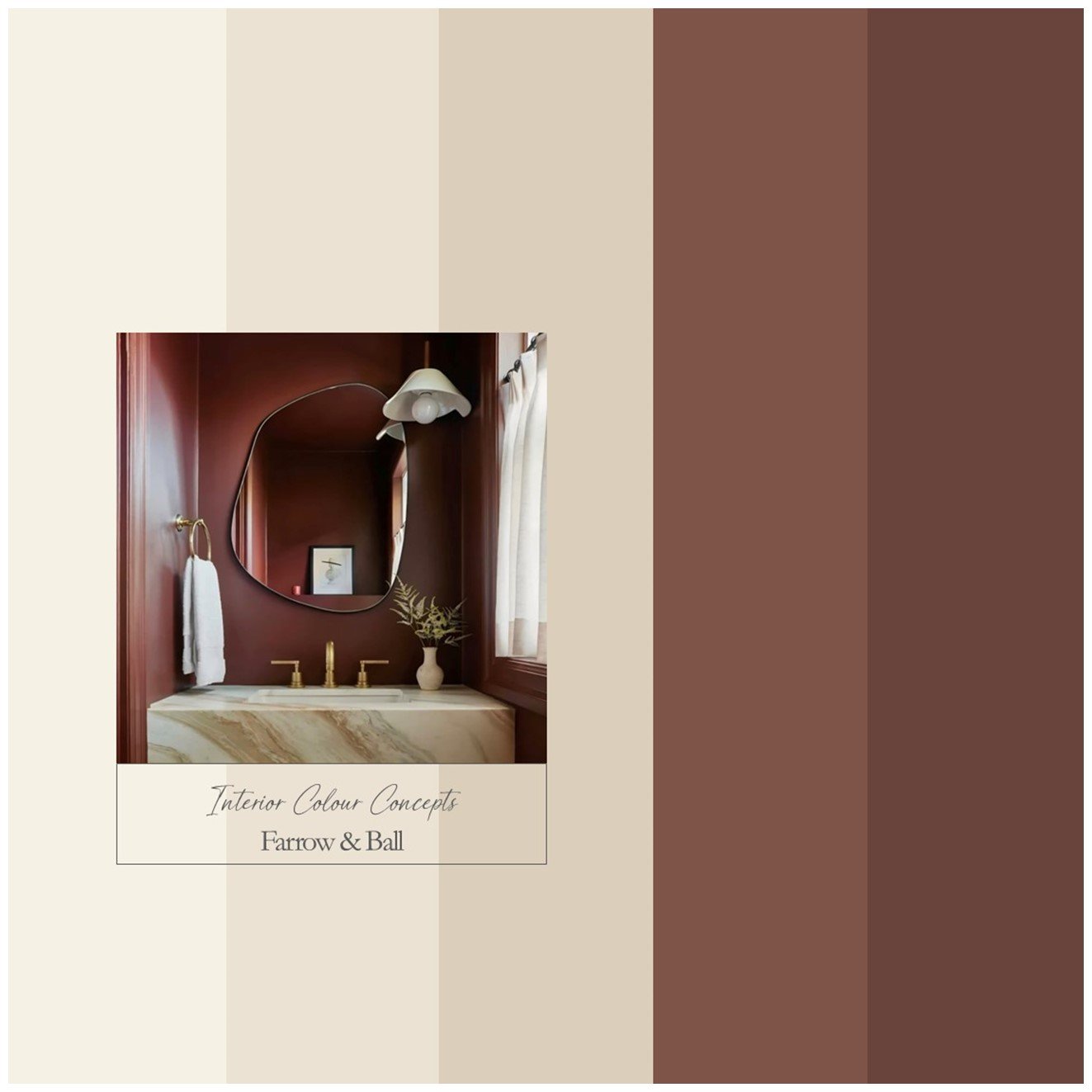 Two earthy, brown, terracotta reds paired with warm, red-based neutrals for a dramatic addition of colour to your home.