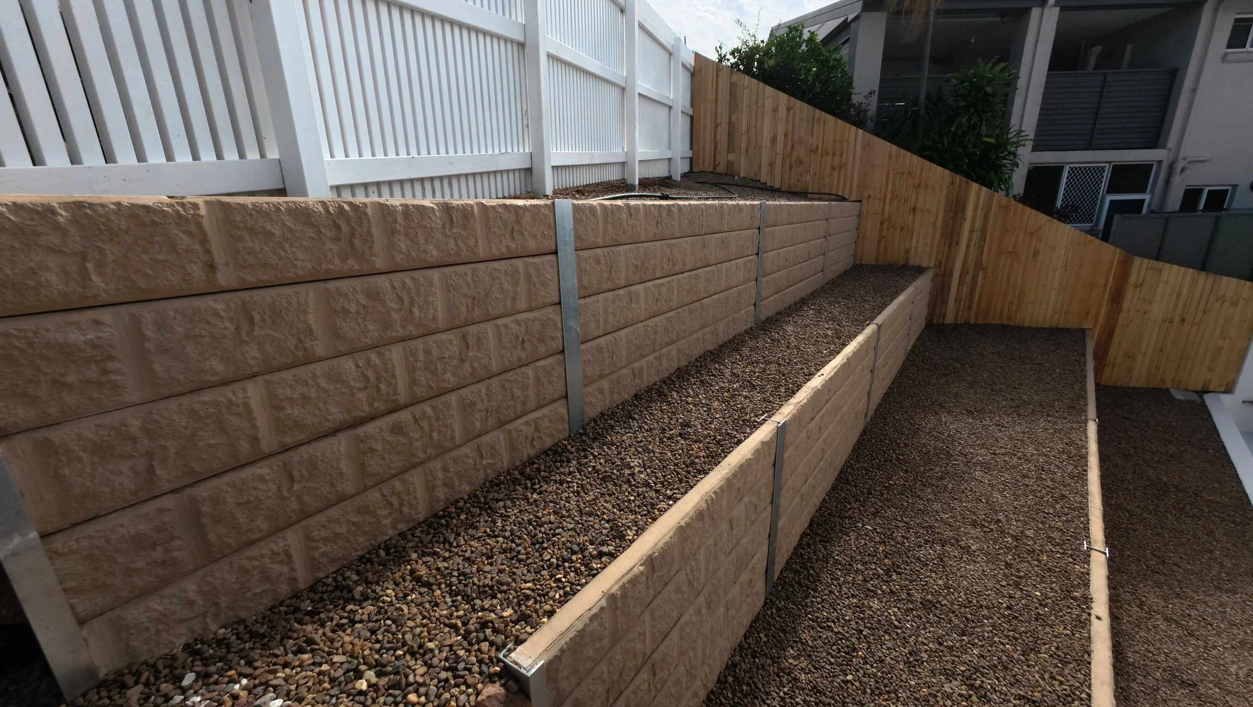 tiered concrete retaining wall