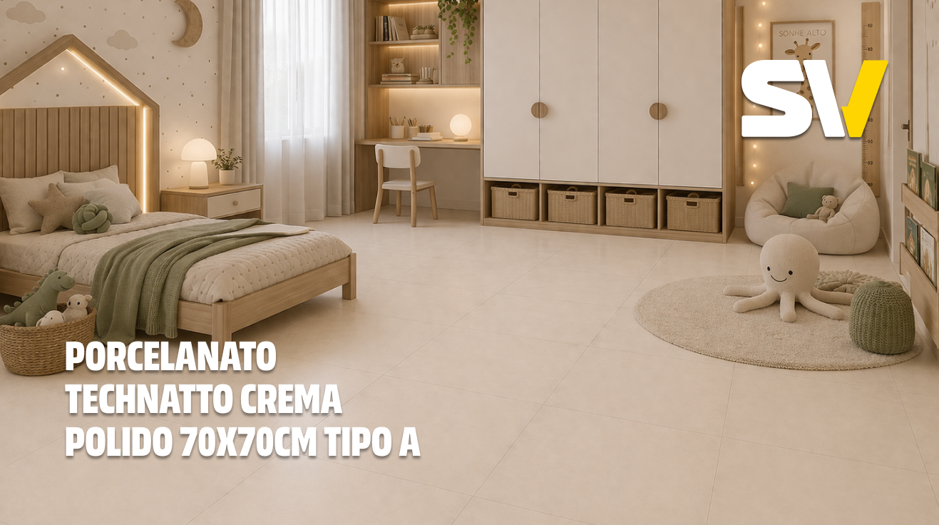 Quarto infantil decorado com tema neutro, com cama de madeira, estante de livros, almofadas e brinquedos decorativos, área de leitura com poltrona, tapete redondo com polvo de pelúcia sorridente, móvel de armazenamento de porta de correr, iluminação suave e cortinas claras.