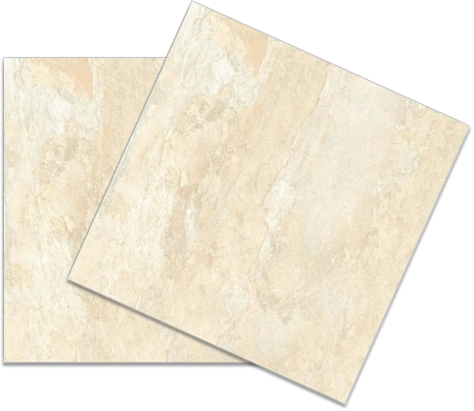 Duas placas de azulejo bege com textura de pedra natural, colocadas sobre uma superfície