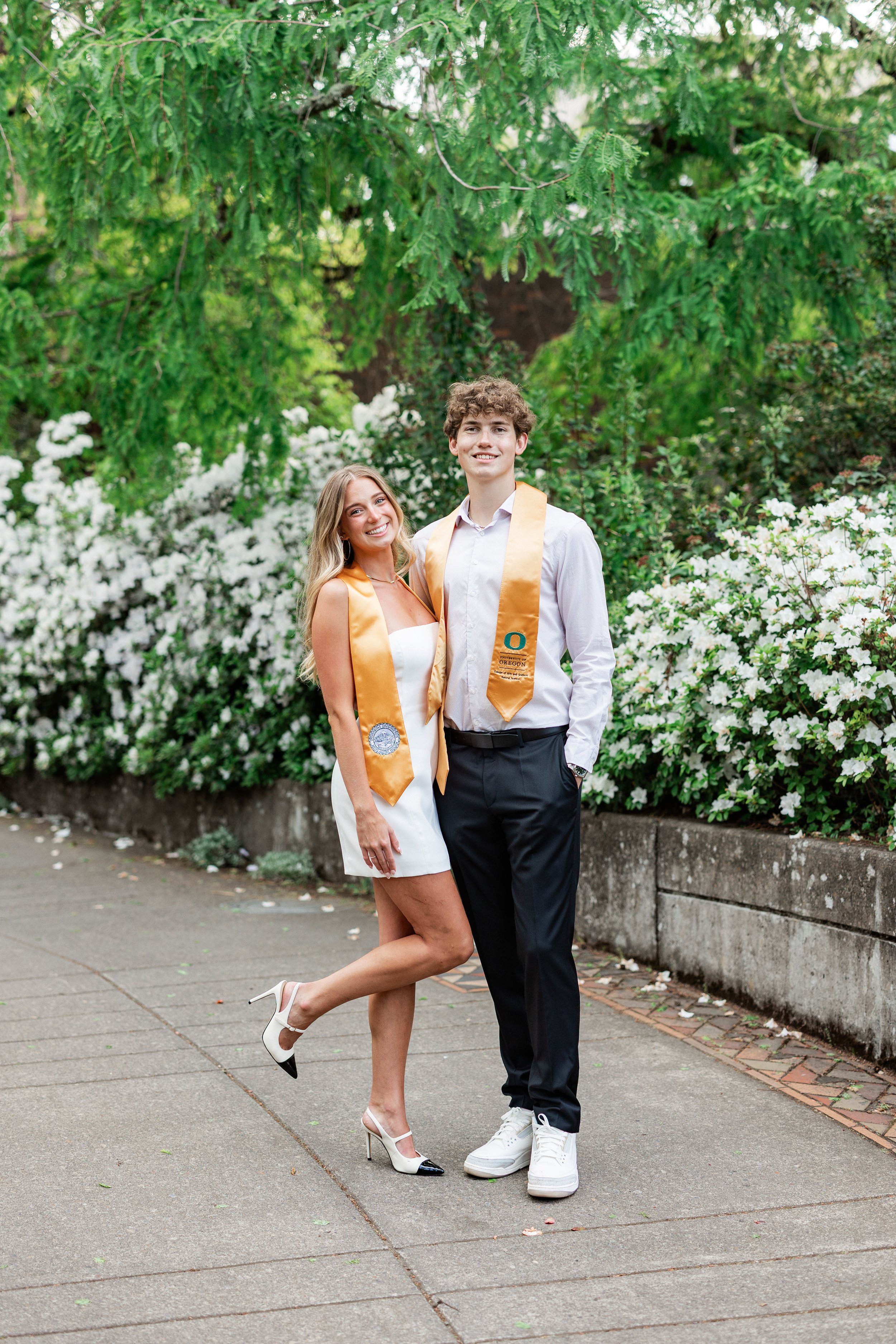 Natalie’s UO Graduation Session with Couple Photos, Champagne, and Golden Sunset