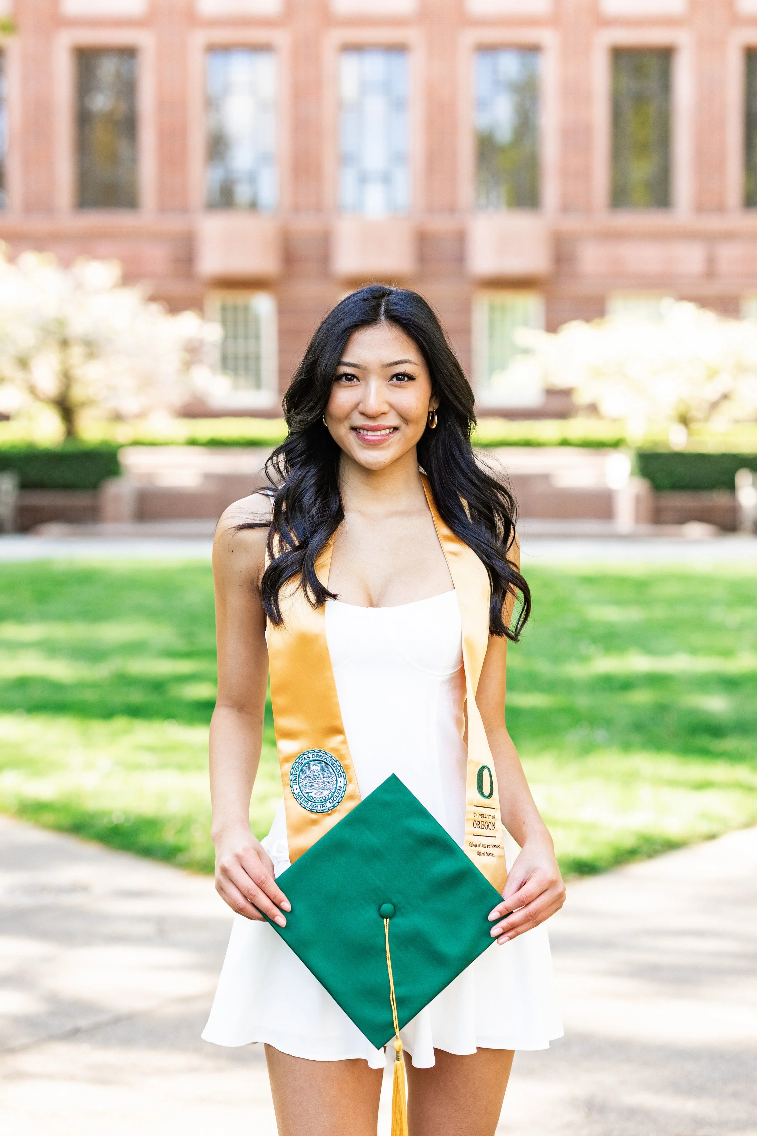 University of Oregon Grad Photos During Spring Blossoms by the Library