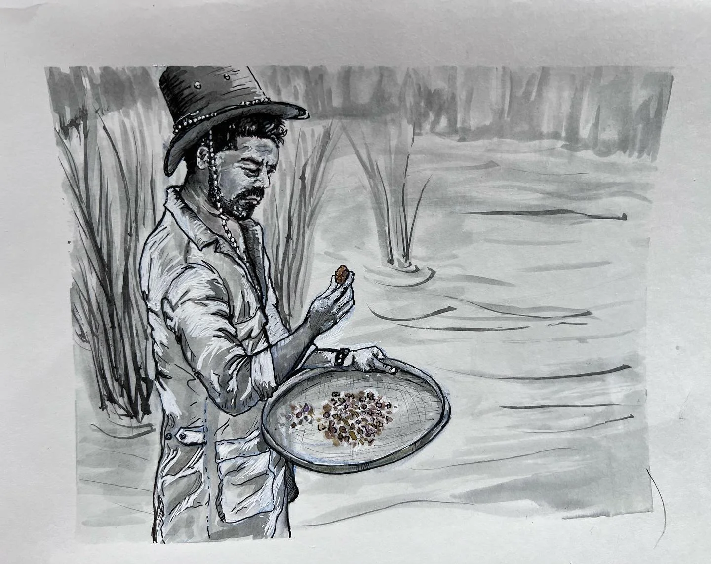 Inktober Day 6: &ldquo;Golden&rdquo;

Person panning for gold in a stream bed&hellip;

I have actually been keeping up with Inktober&hellip;except for todays prompt, since Golden was yesterdays! Day 1-5 were pretty rusty, but each day has been better