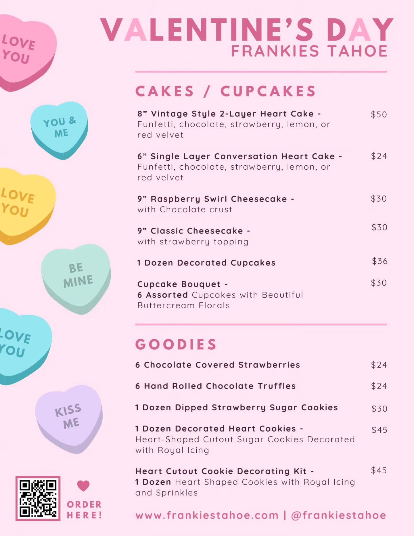 Text or call (530)494-9465 or email Sales@frankiestahoe.com