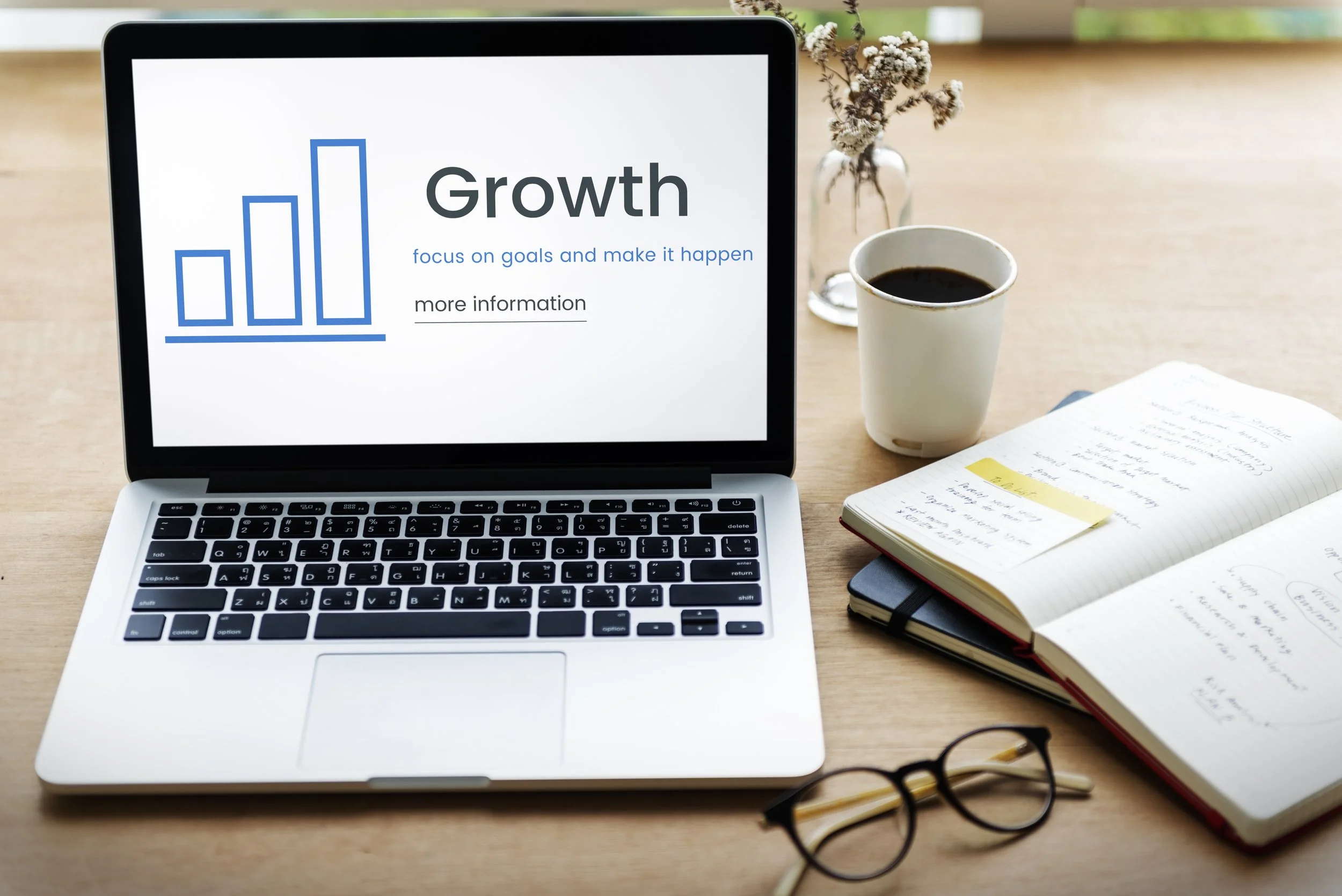 A growth concepts on a laptop screen