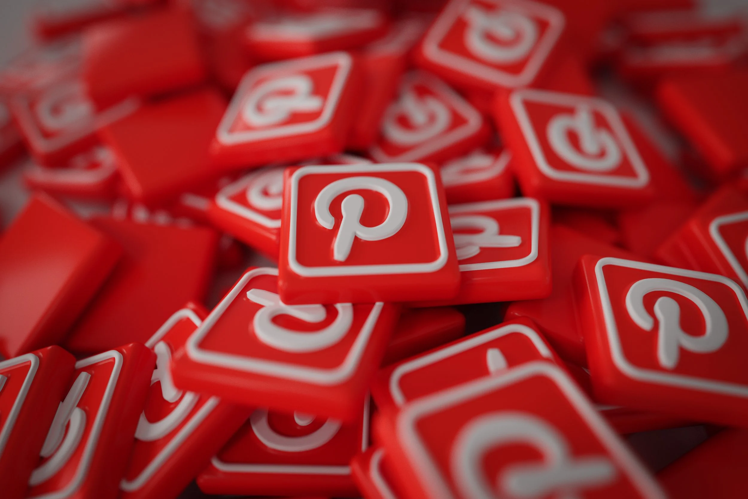 Pile of 3d pinterest logos