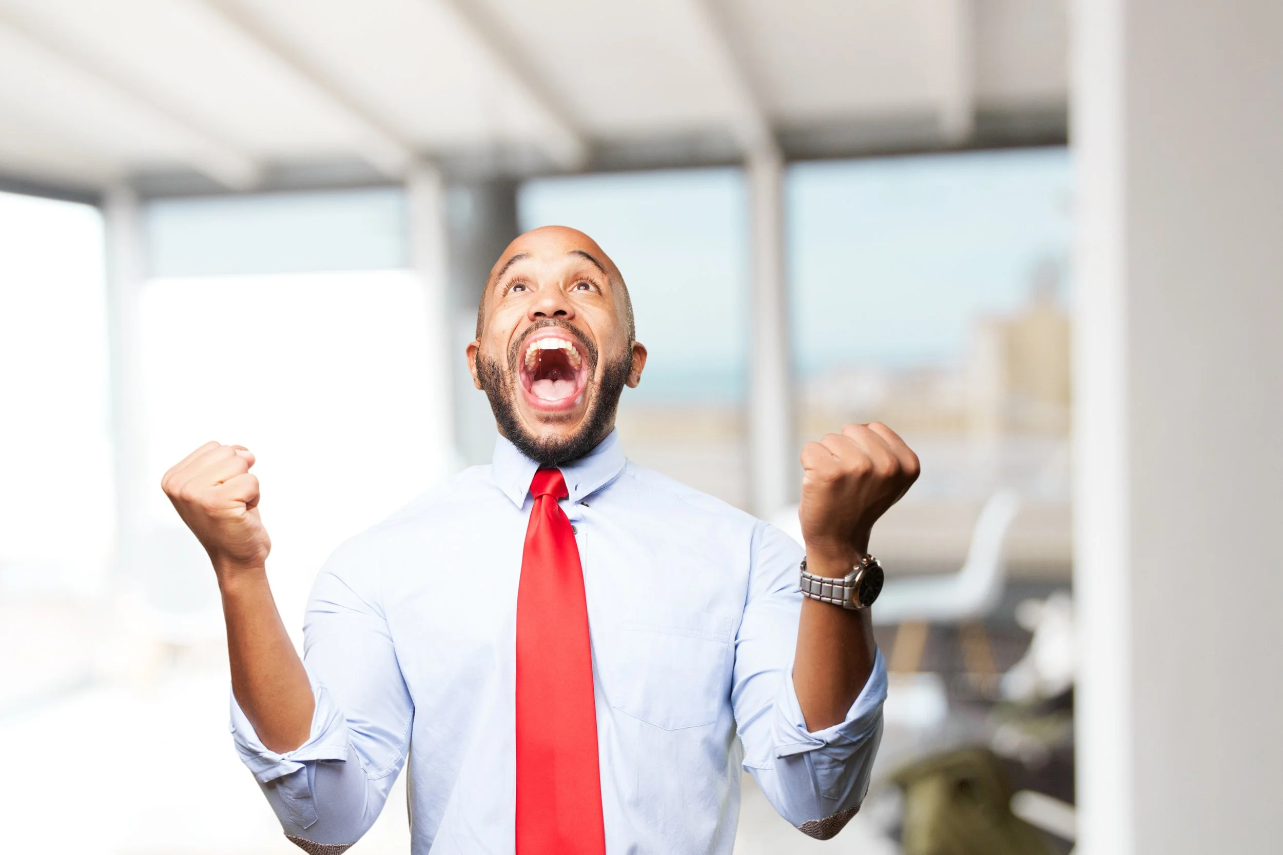 Black man happy and successful entrepreneur