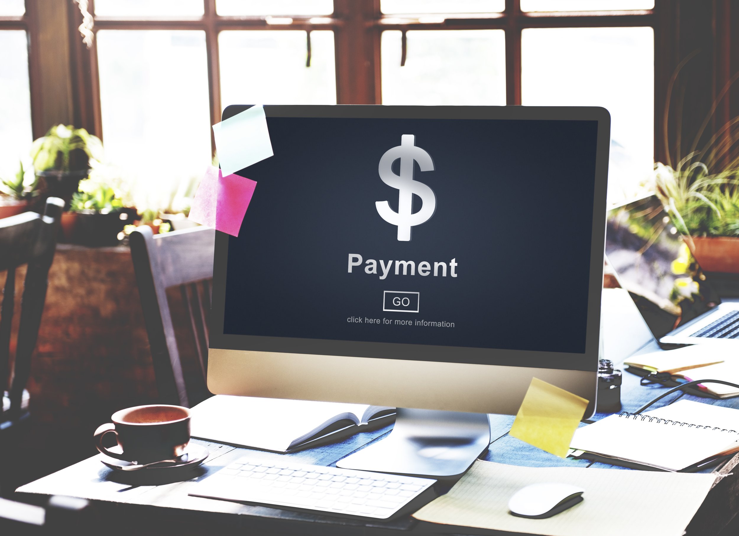 payment sent on a laptop concept